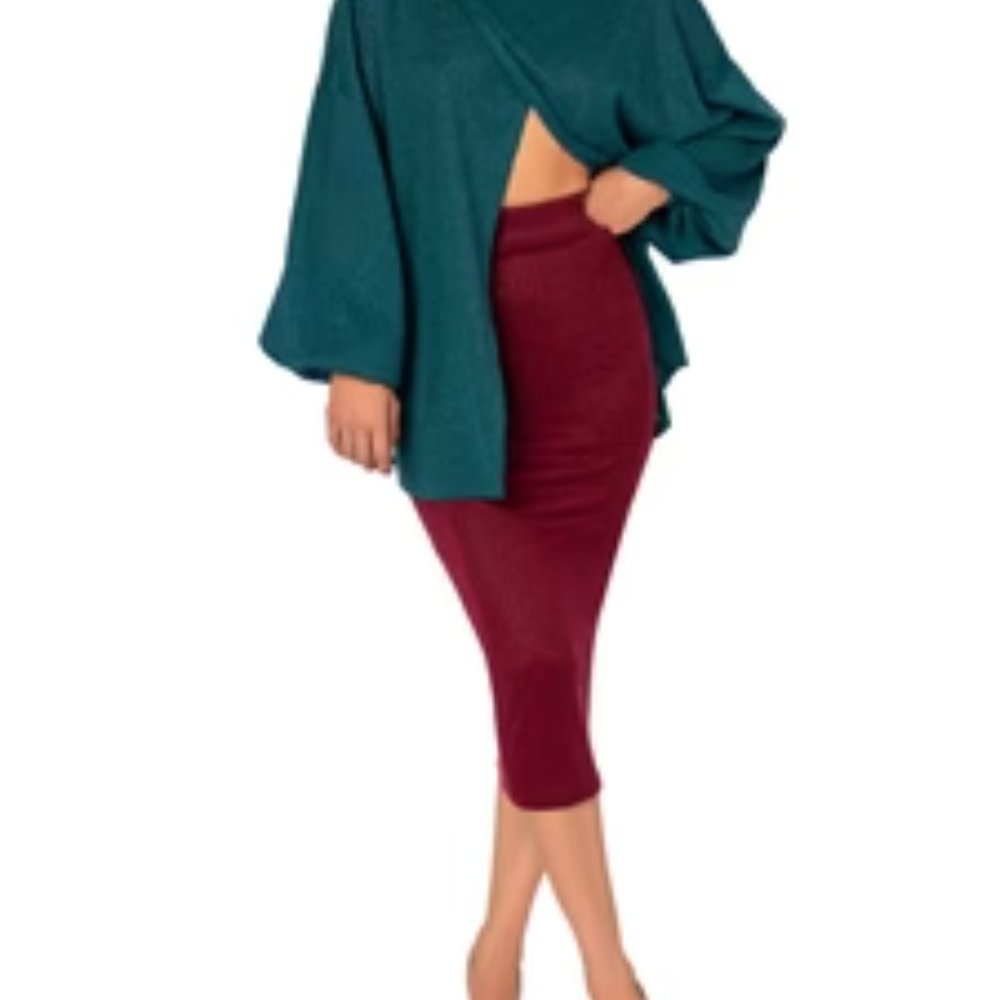 FKSP "Alexandria" Hunter Green Open Slit Top